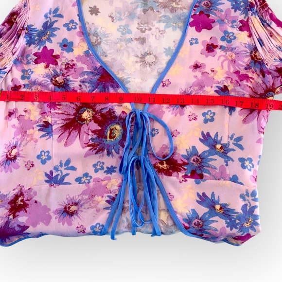 NWT Free People Floral Tie front Blouse - Picture 12 of 16